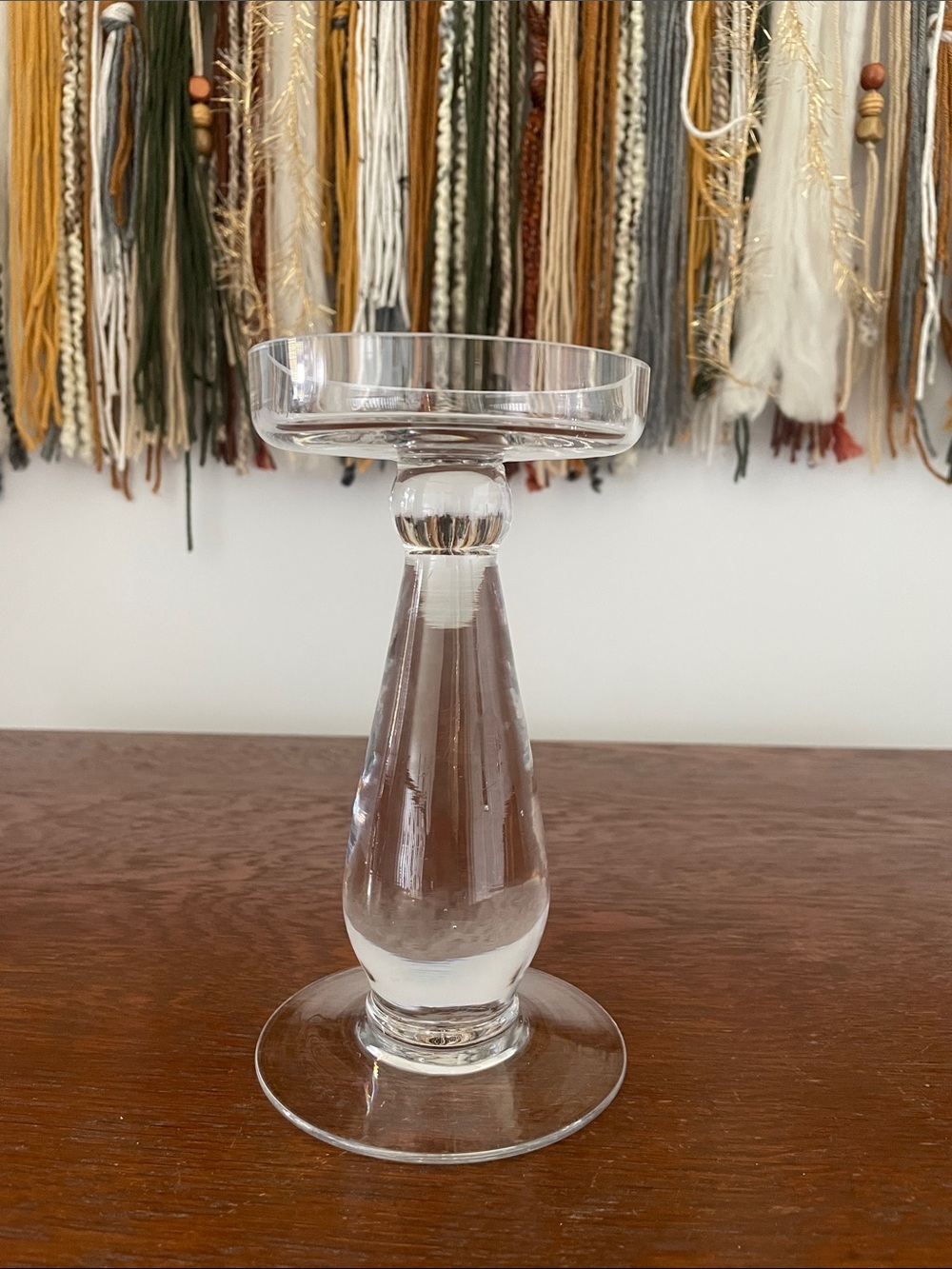 Clear Glass Pedestal pillar Candle Holder
